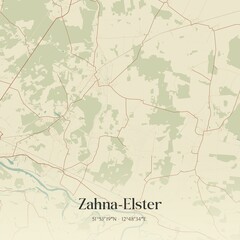 Obraz premium Vintage map of Zahna-Elster, Germany.