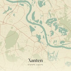 Vintage map of Xanten, Germany.
