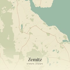 Fototapeta premium Vintage map of Zemitz, Germany.