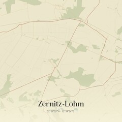 Vintage map of Zernitz-Lohm, Germany.