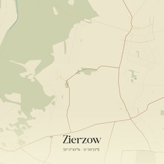 Obraz premium Vintage map of Zierzow, Germany.