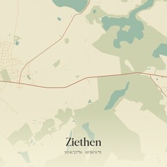 Vintage map of Ziethen, Germany.