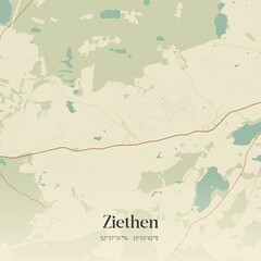 Vintage map of Ziethen, Germany.