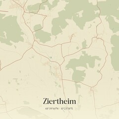 Fototapeta premium Vintage map of Ziertheim, Germany.