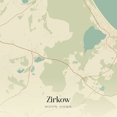 Vintage map of Zirkow, Germany.