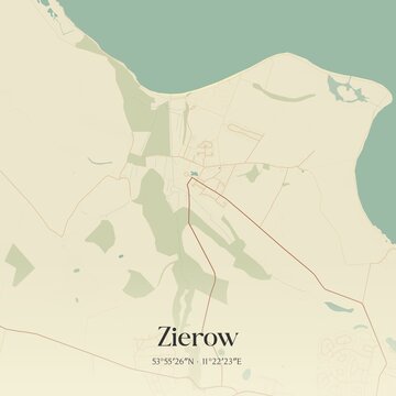 Vintage map of Zierow, Germany.