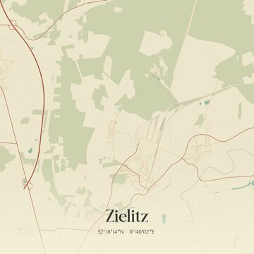 Vintage map of Zielitz, Germany.