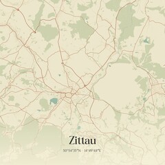 Vintage map of Zittau, Germany.