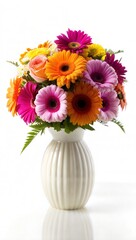 flower bouquet white vase clean white background
