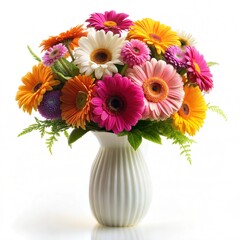 flower bouquet white vase clean white background