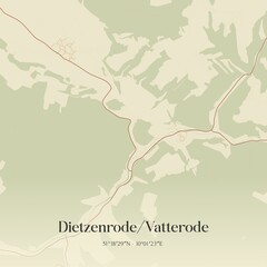 Fototapeta premium Vintage map of Dietzenrode/Vatterode, Germany.