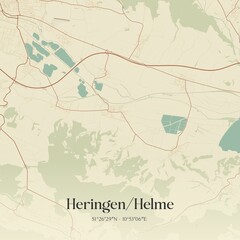 Vintage map of Heringen/Helme, Germany.
