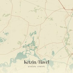 Vintage map of Ketzin/Havel, Germany.