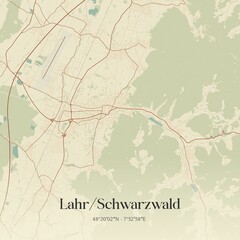 Vintage map of Lahr/Schwarzwald, Germany.