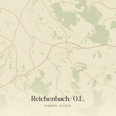 Vintage map of Reichenbach/O.L., Germany.