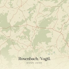 Vintage map of Rosenbach/Vogtl., Germany.