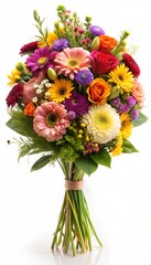 mix flowers bouquet white background