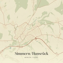 Vintage map of Simmern/Hunsruck, Germany.