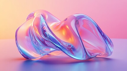 Abstract blue prisms, iridescent design, 3d render, Generative AI