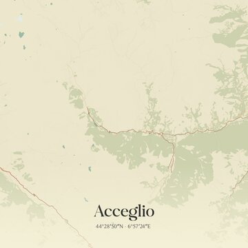 Vintage map of Acceglio, Italy.