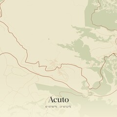 Fototapeta premium Vintage map of Acuto, Italy.