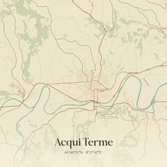 Vintage map of Acqui Terme, Italy.