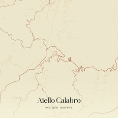 Vintage map of Aiello Calabro, Italy.