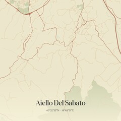 Vintage map of Aiello Del Sabato, Italy.