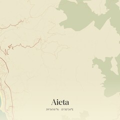 Fototapeta premium Vintage map of Aieta, Italy.