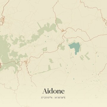 Vintage map of Aidone, Italy.
