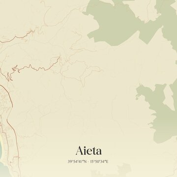 Vintage map of Aieta, Italy.