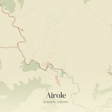 Vintage map of Airole, Italy.
