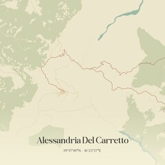 Vintage map of Alessandria Del Carretto, Italy.