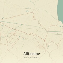 Vintage map of Alfonsine, Italy.