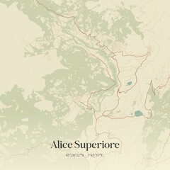 Vintage map of Alice Superiore, Italy.