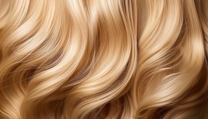 Fototapeta premium Lustrous Golden Blonde Wavy Hair Texture Background