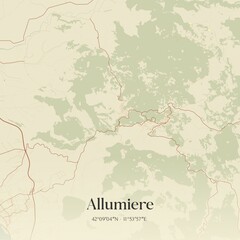 Vintage map of Allumiere, Italy.