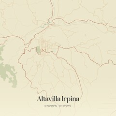 Vintage map of Altavilla Irpina, Italy.