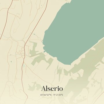 Vintage map of Alserio, Italy.