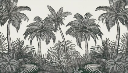 Stunning Tropical Horizon with Lush Greenery and Vibrant Sunset, Ideal for Travel NatureThemed Designs