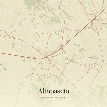 Vintage map of Altopascio, Italy.