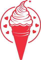 Classic ice cream cone logo elegant line style suitable for design element vector illustration.