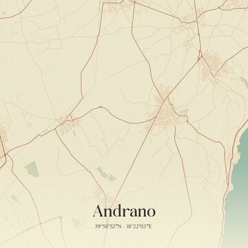 Vintage map of Andrano, Italy.