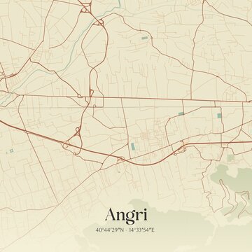 Vintage map of Angri, Italy.