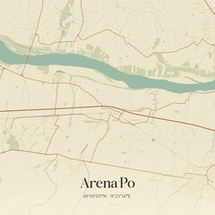 Vintage map of Arena Po, Italy.