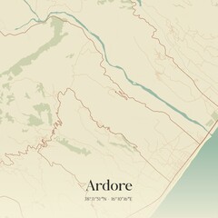 Vintage map of Ardore, Italy.