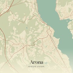 Vintage map of Arona, Italy.