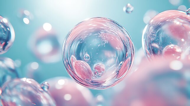Abstract image of translucent spheres floating in liquid