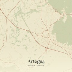 Vintage map of Artegna, Italy.