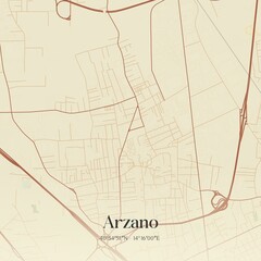 Vintage map of Arzano, Italy.